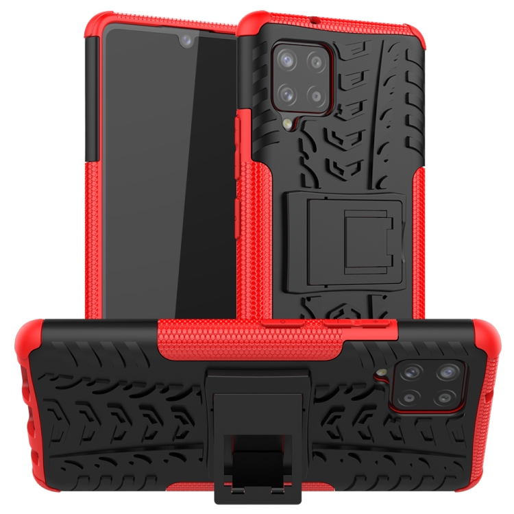 

For Samsung Galaxy A42 5G Tire Texture Shockproof TPU+PC Protective Case with Holder(Red)