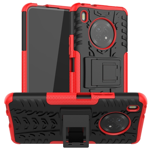 

For Huawei Enjoy 20 Plus 5G / Y9a Tire Texture Shockproof TPU+PC Protective Case with Holder(Red)