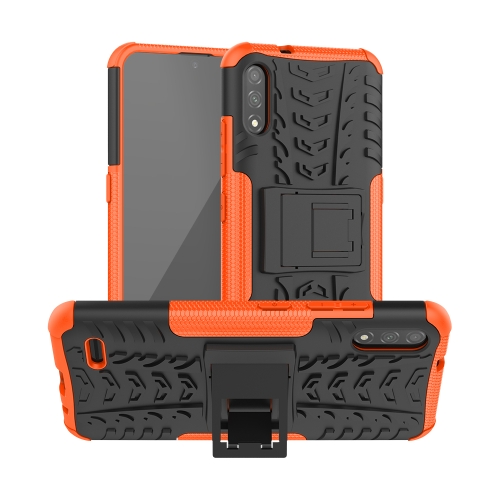 

For LG K22 Tire Texture Shockproof TPU+PC Protective Case with Holder(Orange)