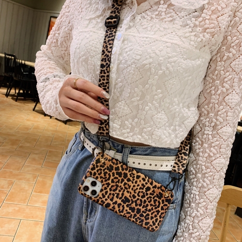 

Leopard Crossbody Shockproof TPU Case with Lanyard For iPhone 12 / 12 Pro(Brown)