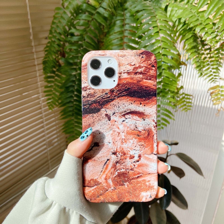 

Marble Abstract Full Cover IMD TPU Shockproof Protective Phone Case For iPhone 12 Mini(Orange)