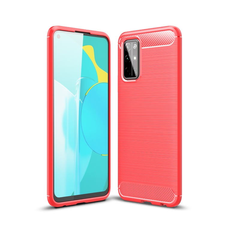 

For Huawei Honor 30S Brushed Texture Carbon Fiber TPU Case(Red)