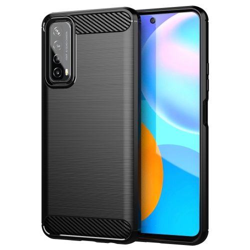 

For Huawei P Smart 2021 Brushed Texture Carbon Fiber TPU Case(Black)