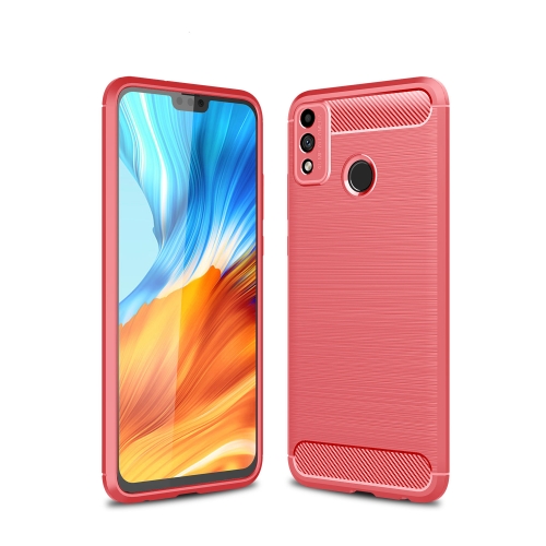 

For Huawei Honor 9X Lite Brushed Texture Carbon Fiber TPU Case(Red)
