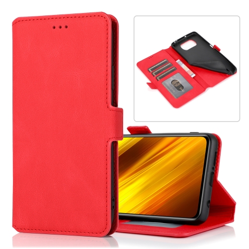 

For Xiaomi Poco X3 NFC Retro Magnetic Closing Clasp Horizontal Flip Leather Case with Holder & Card Slots & Photo Frame & Wallet (Red)