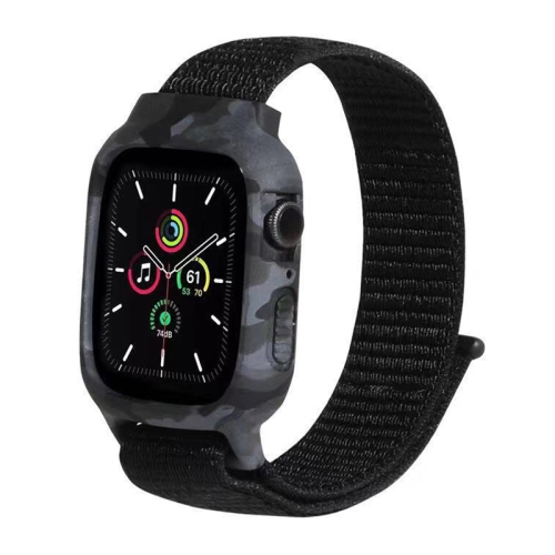 

Nylon Replacement Wrist Strap Watchband For Apple Watch Series 6 & SE & 5 & 4 44mm / 3 & 2 & 1 42mm(Dark Black)