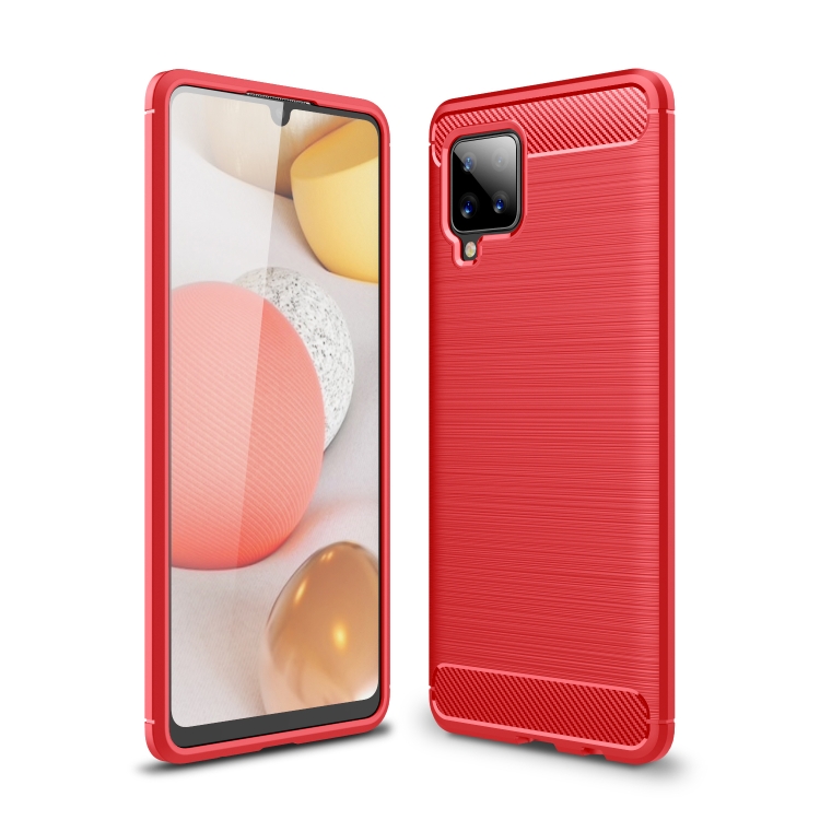 

For Samsung Galaxy A42 5G Brushed Texture Carbon Fiber TPU Case(Red)