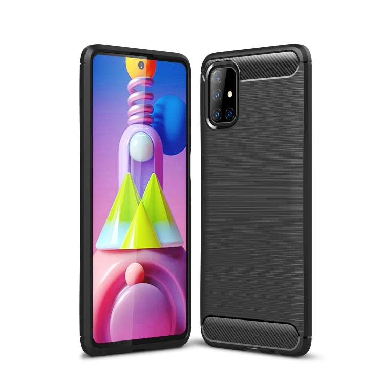 

For Samsung Galaxy M51 Brushed Texture Carbon Fiber TPU Case(Black)