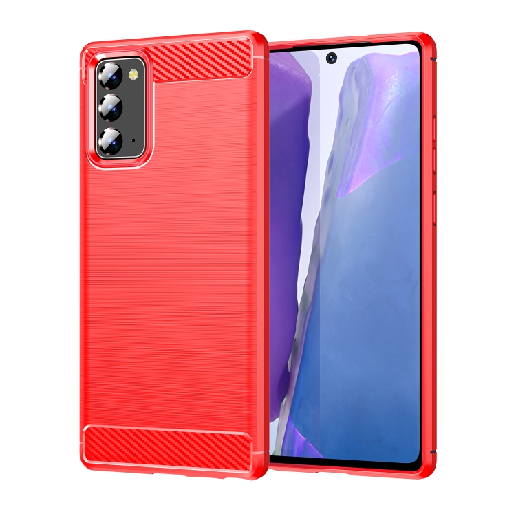 

For Samsung Galaxy Note20 Brushed Texture Carbon Fiber TPU Case(Red)