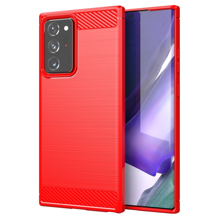 

For Samsung Galaxy Note20 Ultra Brushed Texture Carbon Fiber TPU Case(Red)