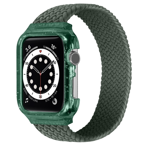 

Weave Replacement Wrist Strap Watchbands with Frame For Apple Watch Series 6 & SE & 5 & 4 44mm , Length:128mm(Dark Olive Green)