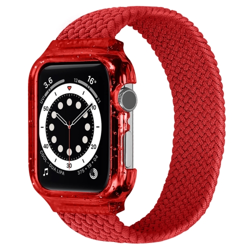 

Weave Replacement Wrist Strap Watchbands with Frame For Apple Watch Series 6 & SE & 5 & 4 44mm , Length:128mm(Red)