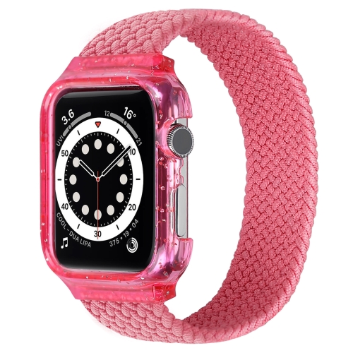 

Weave Replacement Wrist Strap Watchbands with Frame For Apple Watch Series 6 & SE & 5 & 4 44mm , Length:128mm(Bright Pink)