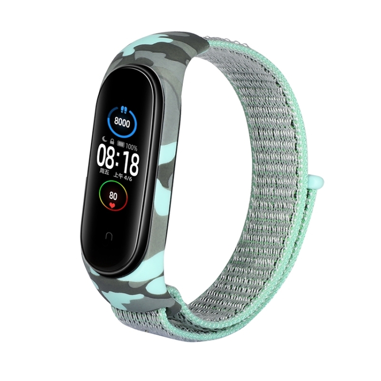 

For Xiaomi Mi Band 6 / 5 / 4 / 3 Nylon Loop Camouflage Integrated Replacement Wrist Strap Watchband(Blue Sea)