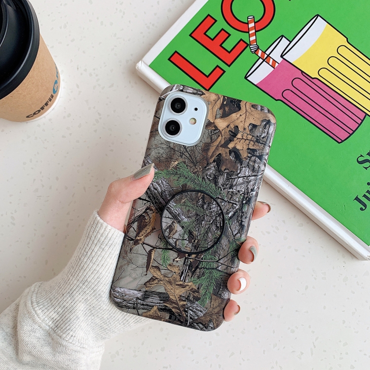 

Shockproof IMD Camouflage TPU Protective Case with Holder For iPhone 11(Fallen Leaves)