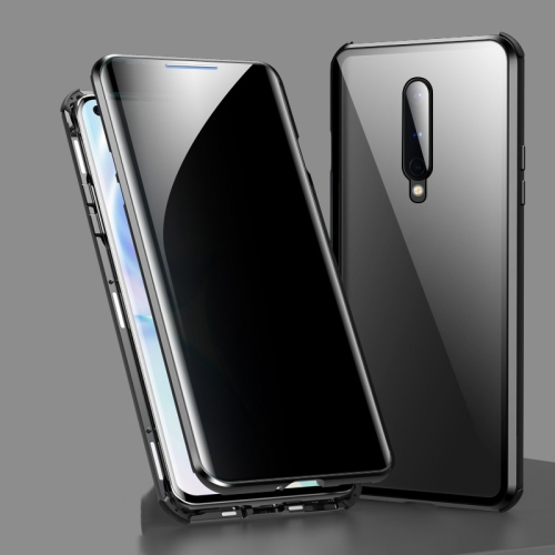 

For OnePlus 8 Four-corner Shockproof Anti-peeping Magnetic Metal Frame Double-sided Tempered Glass Case(Black)