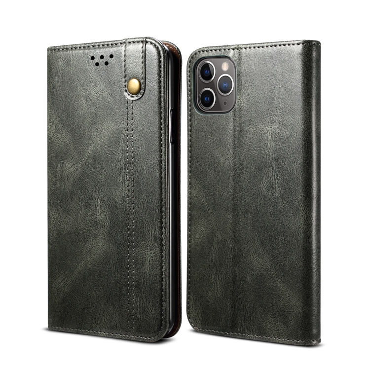 

Simple Wax Crazy Horse Texture Horizontal Flip Leather Case with Card Slots & Wallet For iPhone 11 Pro(Dark Green)