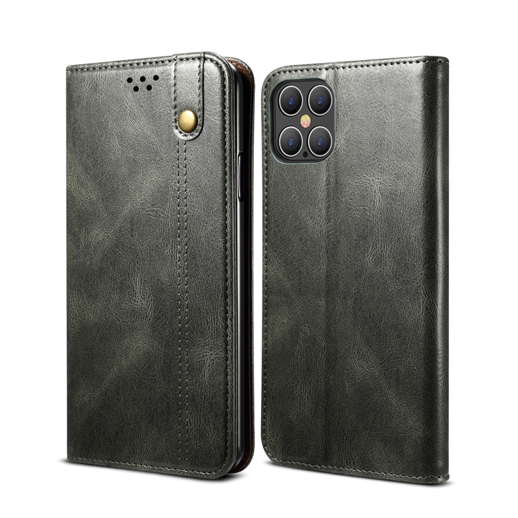 

Simple Wax Crazy Horse Texture Horizontal Flip Leather Case with Card Slots & Wallet For iPhone 12 Pro Max(Dark Green)