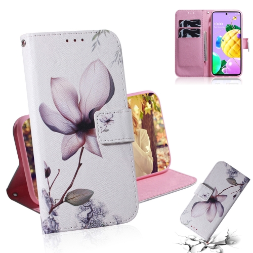 

For LG K42 / K52 / Q52 Coloured Drawing Horizontal Flip Leather Case, with Holder & Card Slots & Wallet(Magnolia Flower)