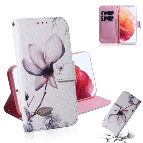 

For Samsung Galaxy S21 5G Coloured Drawing Horizontal Flip Leather Case, with Holder & Card Slots & Wallet(Magnolia Flower)