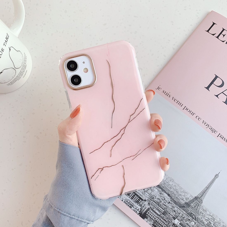

Marble Pattern Dual-side Laminating TPU Protective Case For iPhone 11(Pink)