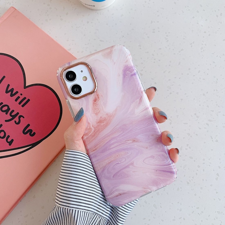 

Marble Pattern Dual-side Laminating TPU Protective Case For iPhone 12 Pro Max(Taro Color)