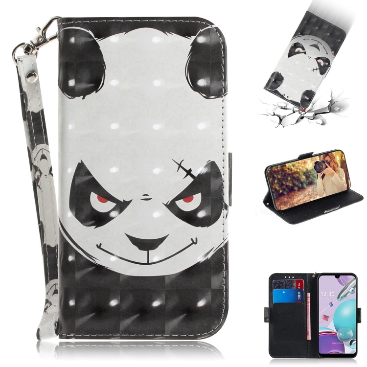 

For LG K31 3D Colored Drawing Horizontal Flip Leather Case with Holder & Card Slots & Wallet & Lanyard(Angry Bear)