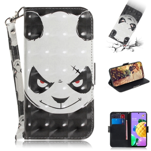 

For LG K62 / K52 / Q52 3D Colored Drawing Horizontal Flip Leather Case with Holder & Card Slots & Wallet & Lanyard(Angry Bear)