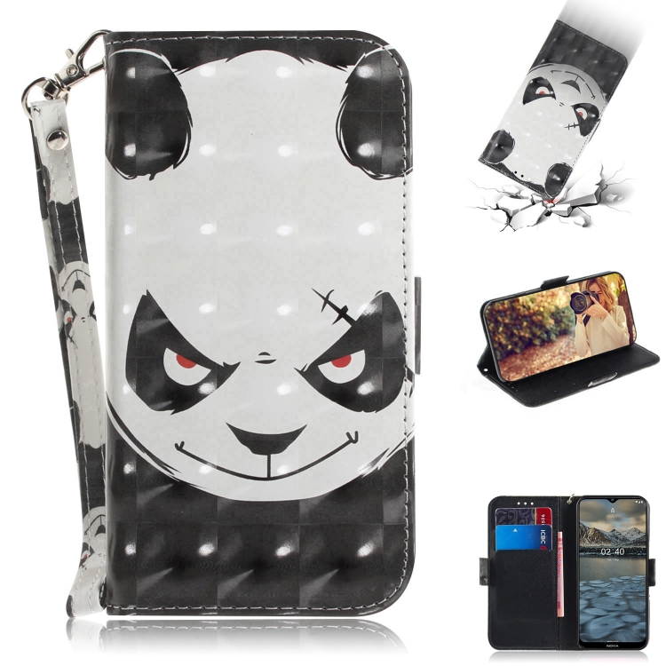 

For Nokia 2.4 3D Colored Drawing Horizontal Flip Leather Case with Holder & Card Slots & Wallet & Lanyard(Angry Bear)