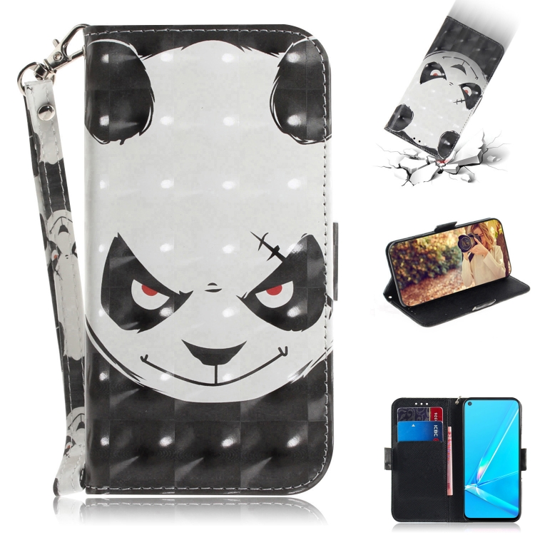 

For OPPO A72 3D Colored Drawing Horizontal Flip Leather Case with Holder & Card Slots & Wallet & Lanyard(Angry Bear)