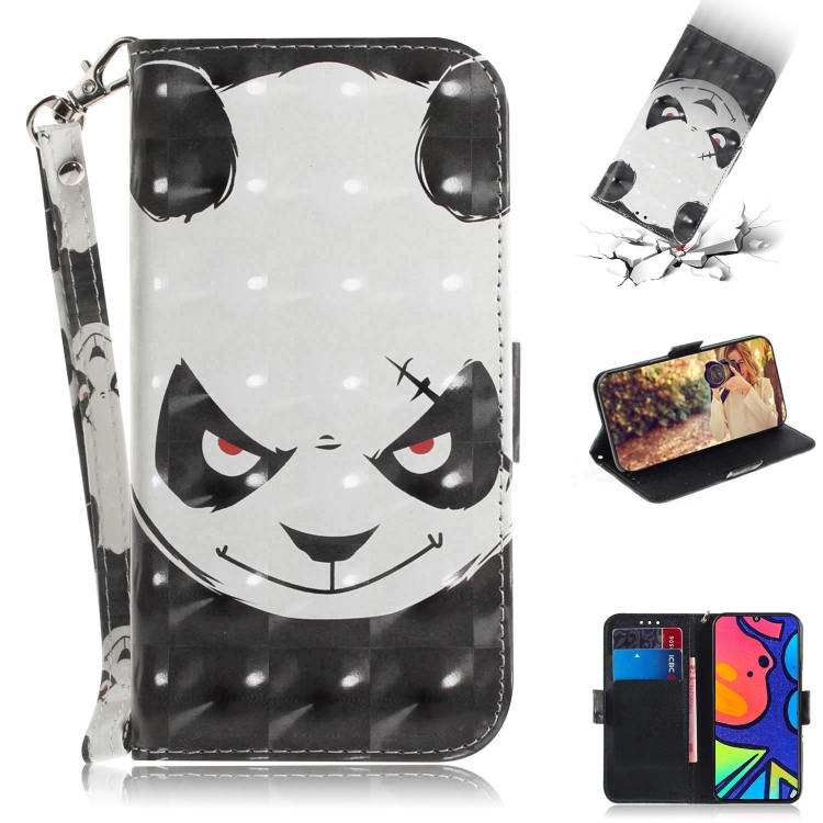 

For Samsung Galaxy F41 3D Colored Drawing Horizontal Flip Leather Case with Holder & Card Slots & Wallet & Lanyard(Angry Bear)