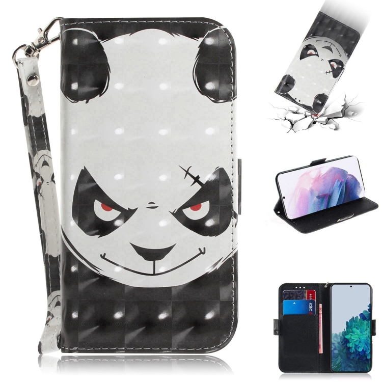 

For Samsung Galaxy S21+ 5G 3D Colored Drawing Horizontal Flip Leather Case with Holder & Card Slots & Wallet & Lanyard(Angry Bear)