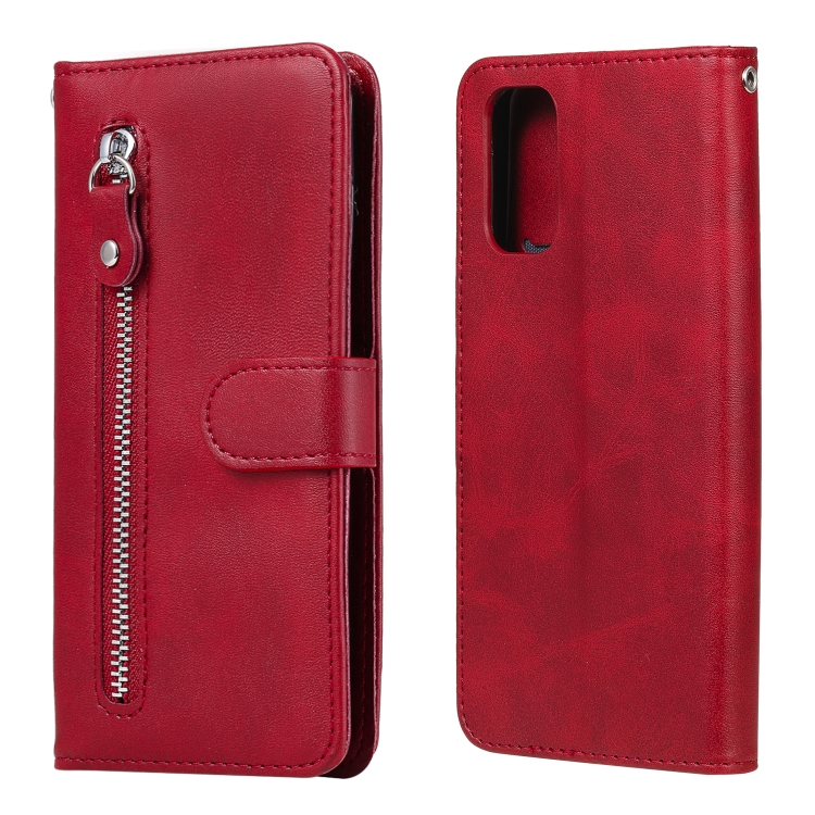 

For OPPO Realme 7 Pro Fashion Calf Texture Zipper Horizontal Flip Leather Case with Holder & Card Slots & Wallet(Red)