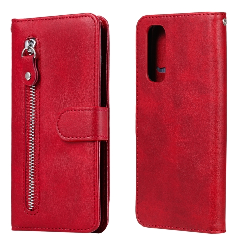 

For OPPO Realme 7 Fashion Calf Texture Zipper Horizontal Flip Leather Case with Holder & Card Slots & Wallet(Red)