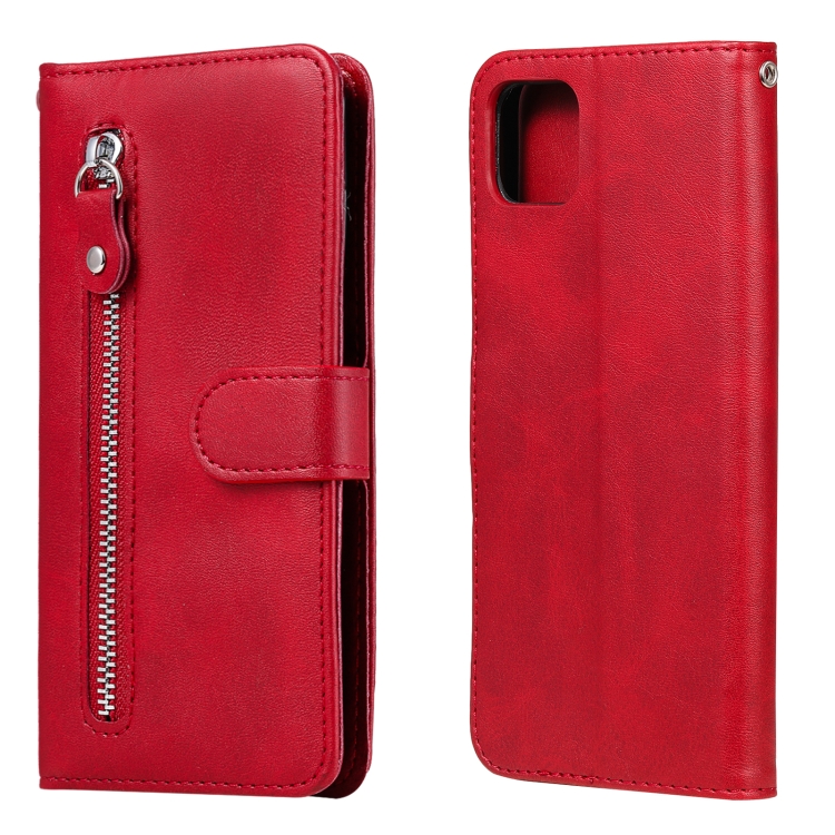 

For OPPO Realme C11 Fashion Calf Texture Zipper Horizontal Flip Leather Case with Holder & Card Slots & Wallet(Red)