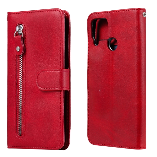 

For OPPO Realme C15 / C12OPPO Realme C15 / C12 Fashion Calf Texture Zipper Horizontal Flip Leather Case with Holder & Card Slots & Wallet(Red)