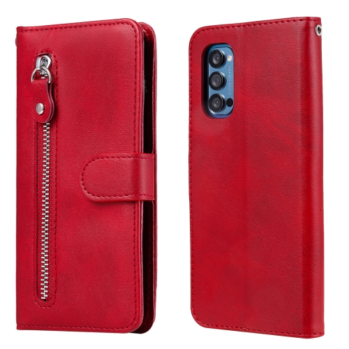 

For OPPO Reno4 Pro 5G Fashion Calf Texture Zipper Horizontal Flip Leather Case with Holder & Card Slots & Wallet(Red)