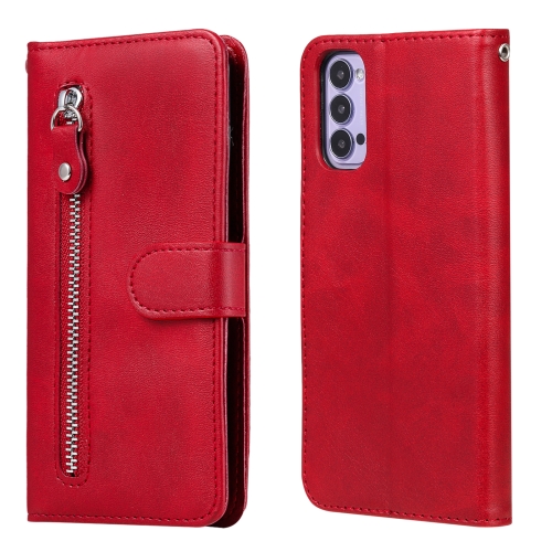 

For OPPO Reno4 5G Fashion Calf Texture Zipper Horizontal Flip Leather Case with Holder & Card Slots & Wallet(Red)