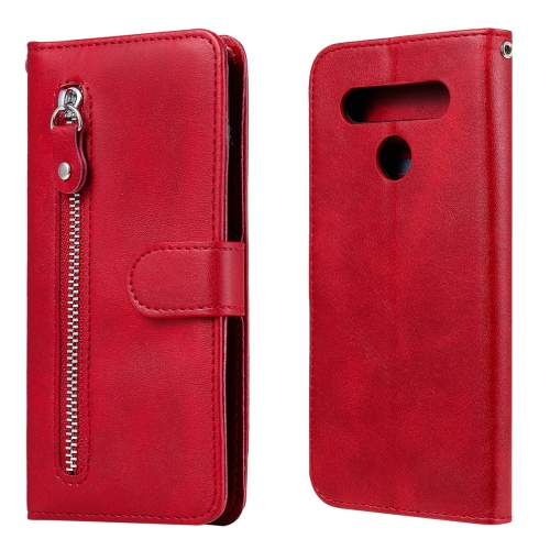 

For LG K41S / K51S Fashion Calf Texture Zipper Horizontal Flip Leather Case with Holder & Card Slots & Wallet(Red)