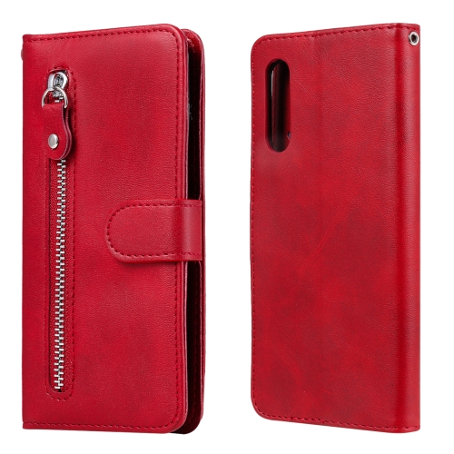 

For LG Velvet Fashion Calf Texture Zipper Horizontal Flip Leather Case with Holder & Card Slots & Wallet(Red)