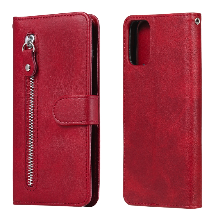 

For Motorola Moto G9 Plus Fashion Calf Texture Zipper Horizontal Flip Leather Case with Holder & Card Slots & Wallet(Red)