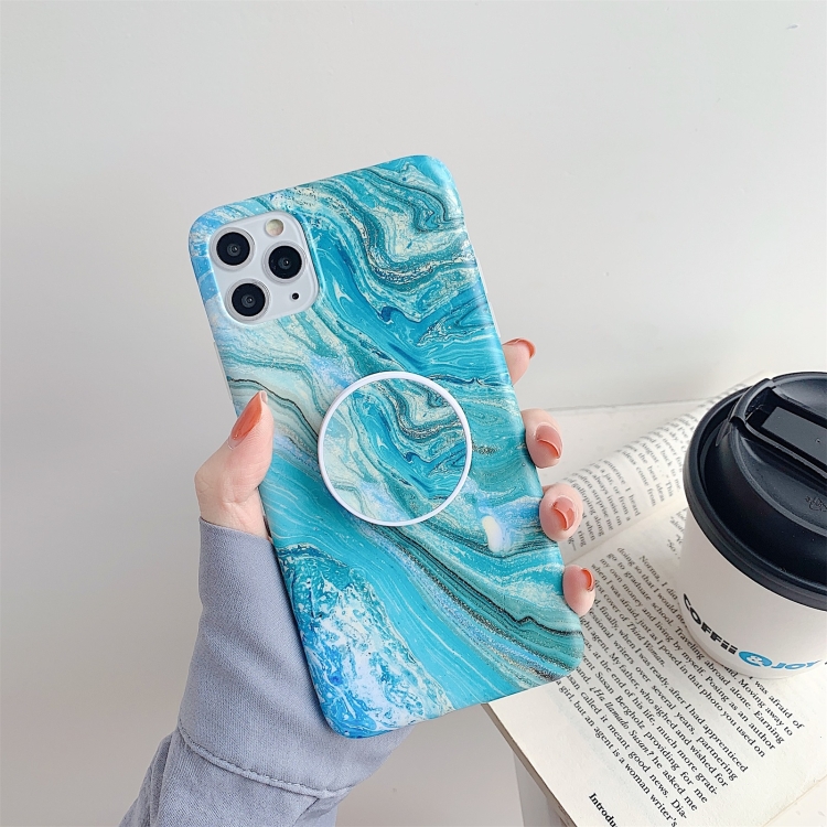 

Frosted Marble Pattern Protective Case with Folding Holder For iPhone 11 Pro(Flow Color)