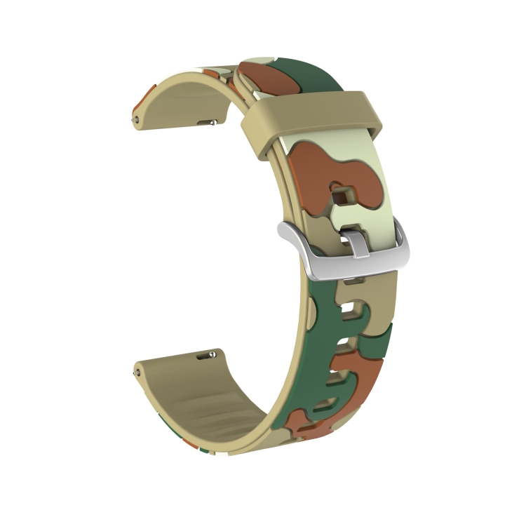 

20mm For Amazfit Pop Camouflage Silicone Replacement Wrist Strap Watchband with Silver Buckle(7)