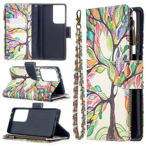 

For Samsung Galaxy S30 Ultra Colored Drawing Pattern Zipper Horizontal Flip Leather Case with Holder & Card Slots & Wallet(Tree)