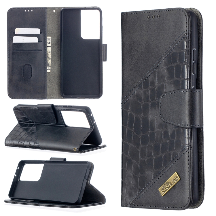 

For Samsung Galaxy S30 Ultra Matching Color Crocodile Texture Horizontal Flip PU Leather Case with Wallet & Holder & Card Slots(Black)