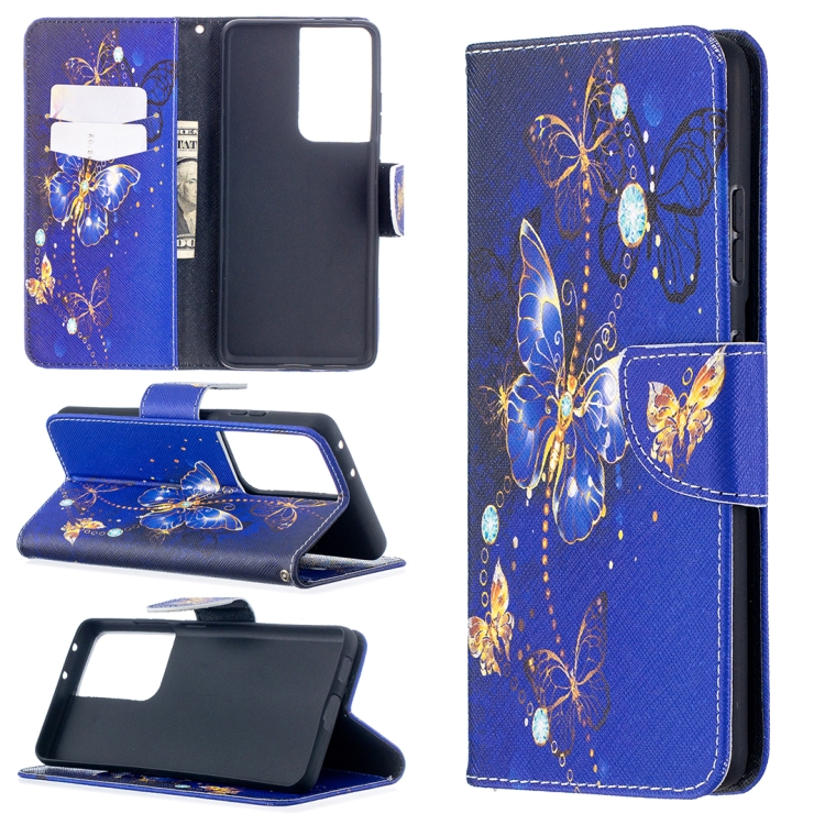 

For Samsung Galaxy S30 Ultra Colored Drawing Pattern Horizontal Flip Leather Case with Holder & Card Slots & Wallet(Purple Butterfly)