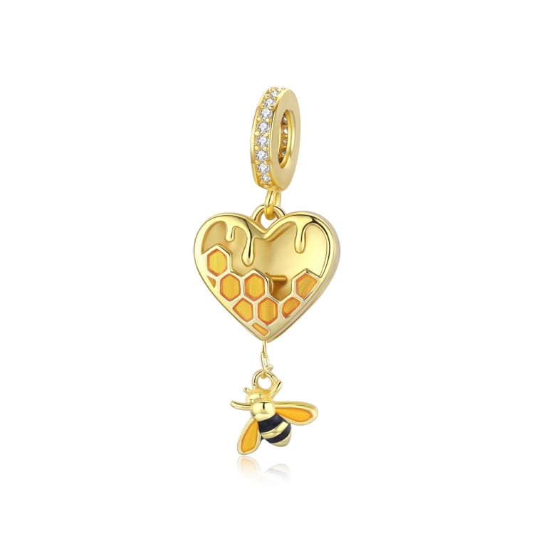 

S925 Sterling Silver Heart-shape Honeycomb Bee Pendant DIY Bracelet Necklace Accessories