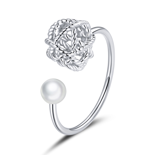 

S925 Sterling Silver Simple Yarn Ball Women Open Ring