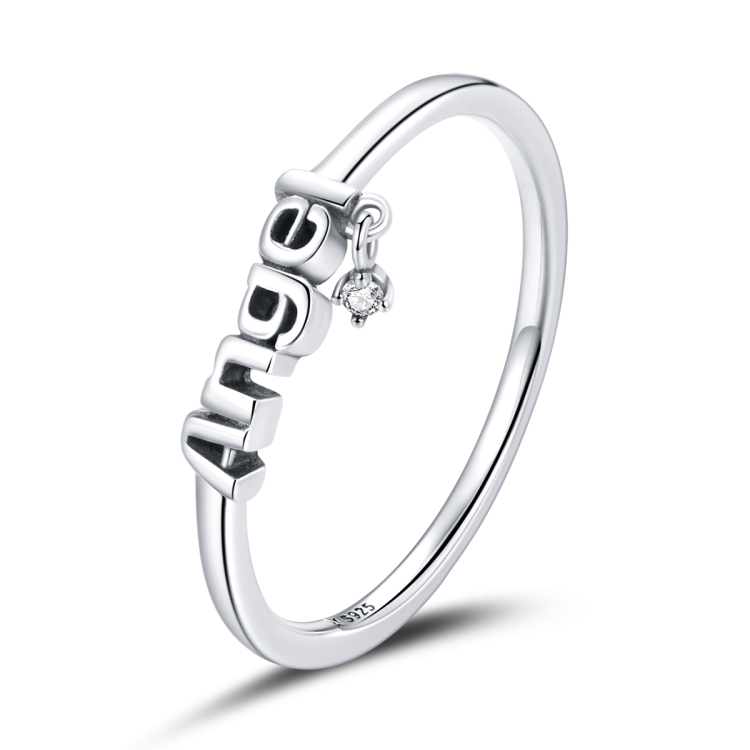 

S925 Sterling Silver Angel Zircon Women Ring, Size:8