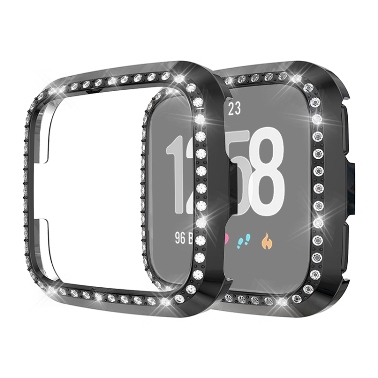 

For Fitbit Versa / Versa Lite Universal Smart Watch PC Diamond Protective Case(Black)
